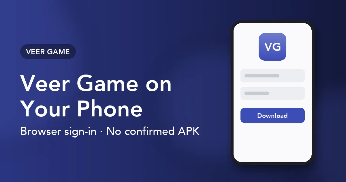 Banner for the Veer Game app download guide about browser sign-in