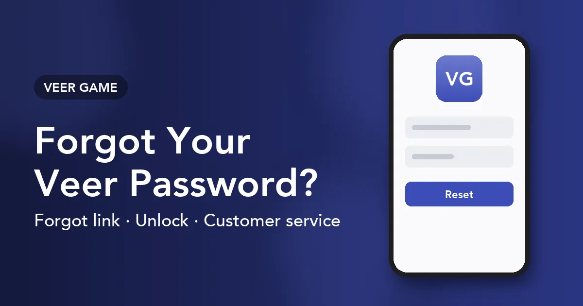 Banner for the Veer Game forgot password guide showing reset and unlock topics