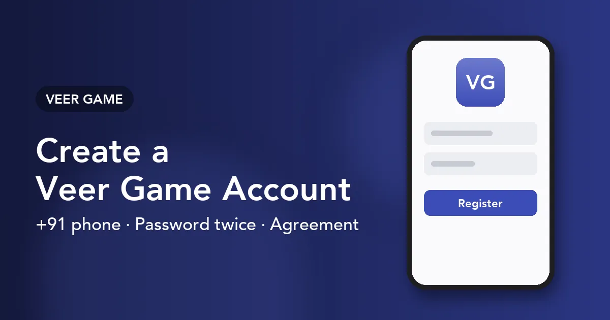 Banner for the Veer Game registration guide listing the phone, password and agreement steps